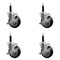Service Caster 4'' SS Black Poly Swivel 3/4'' Expanding Stem Caster Set with Brake, 4PK SCC-SSEX20S414-PPUB-BLK-TLB-34-4 - alternate 1